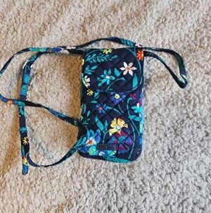Vera Bradley Floral Crossbody Phone Bag - Navy with Teal & Multicolor Flowers